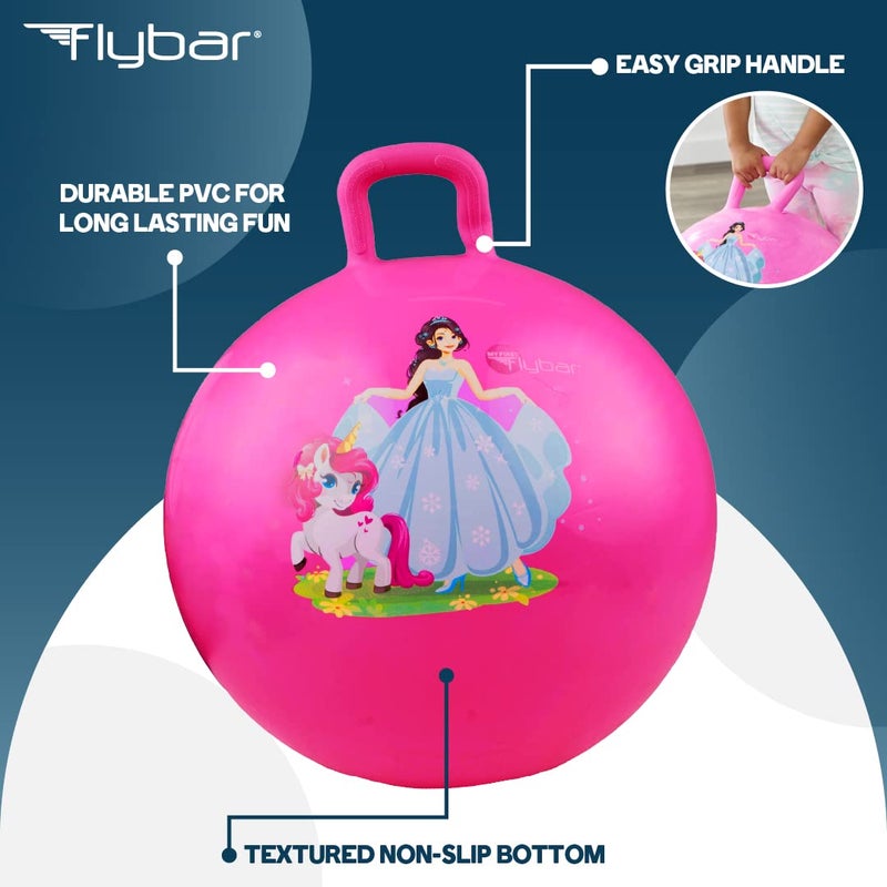 Flybar كرة القفز فليبار للأطفال، كرة قابلة للنفخ للعب النشيط في الداخل والخارج، مع مقبض، تشمل مضخة، لعبة كرة القفز للأولاد والبنات، تدعم حتى 185 رطل، للأعمار 6 سنوات فما فوق، 22 بوصة، متوسطة - Image 4